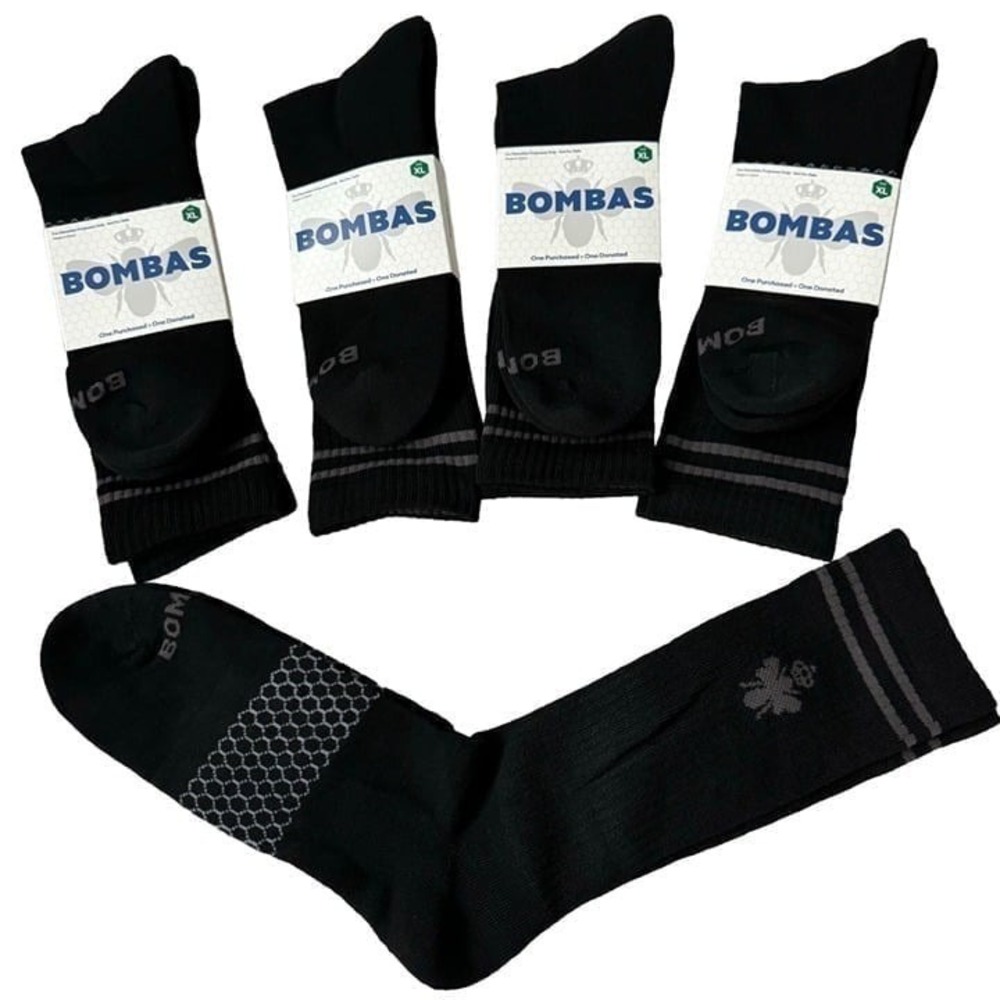 Bombas calf socks mens size XL Black Honeycomb stay up antimicrobial treatment